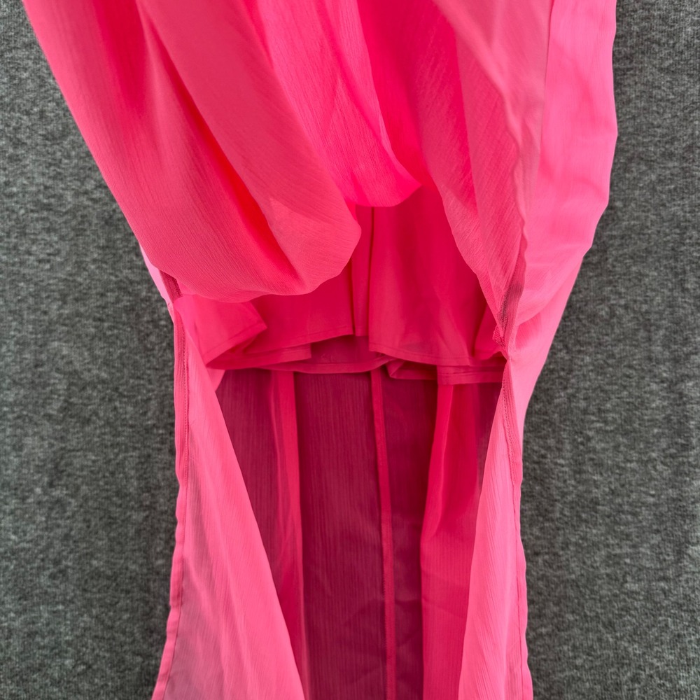 Promesa Pink Corset Maxi Dress Spring Ribbed Bodice Chiffon Slit Barbiecore - Picture 4 of 11